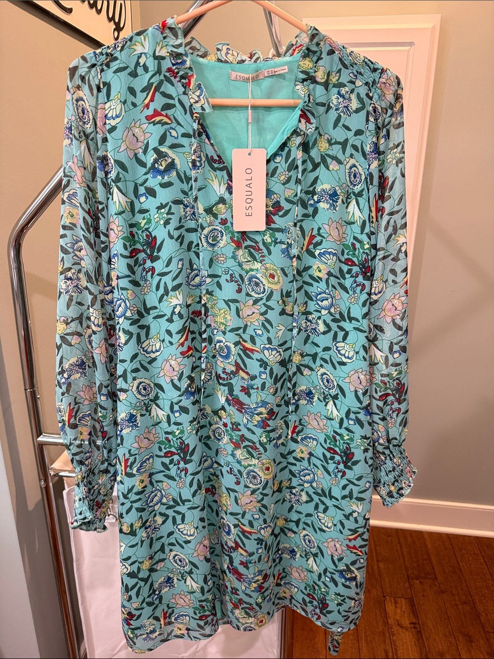 ESQUALO Aqua Floral Long-Sleeve Tunic